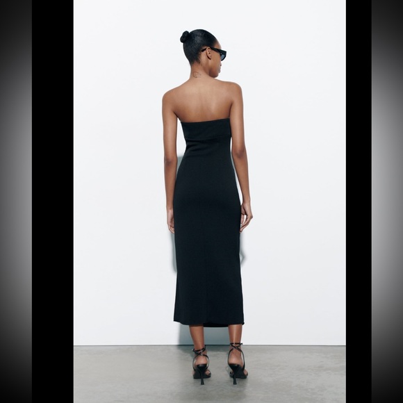 ZARA STRAIGHT NECK MIDI DRESS - Picture 6 of 9